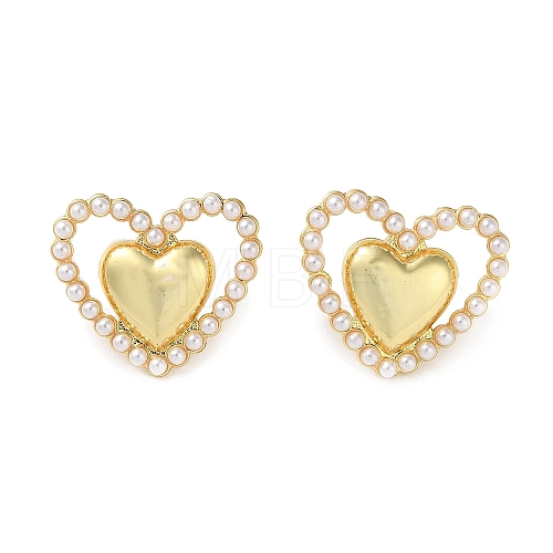 Rack Plating Brass Heart Stud Earring EJEW-H099-14G-1