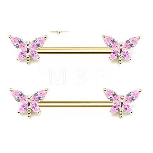 Brass Cubic Zirconia Dragonfly Nipple Rings WG71E21-05-1