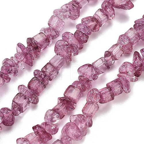 Transparent Crackle Glass Beads Strands GLAA-U004-01A-1