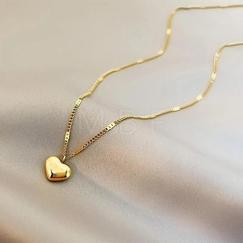 Alloy Heart Pendant Figaro Chain Necklaces for Women WG28BBE-01-1