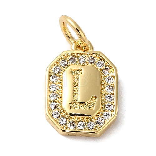 Real 18K Gold Plated Brass Micro Pave Clear Cubic Zirconia Pendants KK-L216-002G-L-1