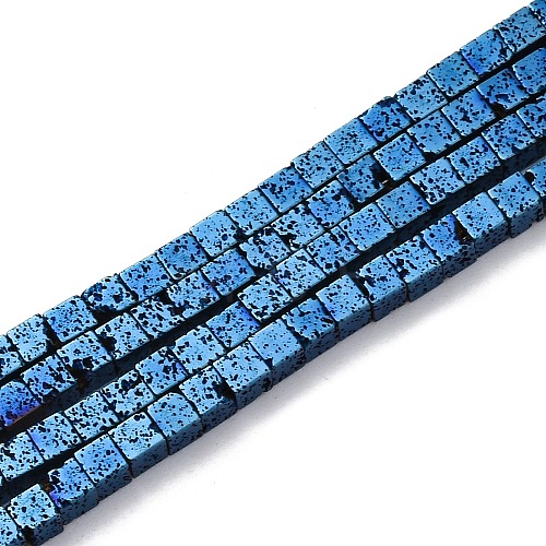 Electroplated Natural Lava Rock Beads Strands G-A256-B01-02G-1