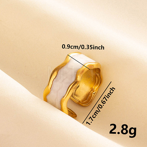 Fashionable 304 Stainless Steel Enamel Cuff Ring PQ9048-2-1