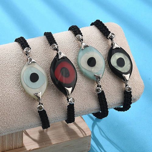 Evil Eye Acrylic Link Bracelets BJEW-U027-01P-1