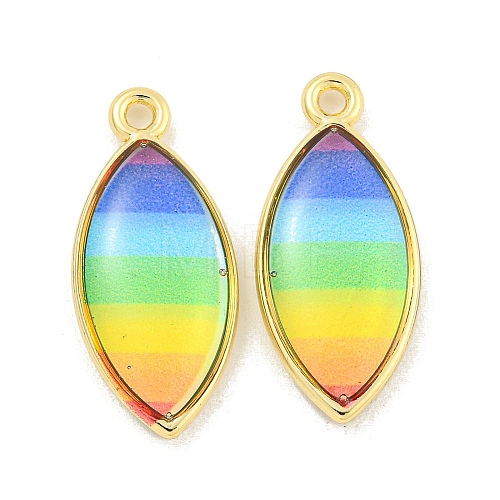 Rainbow Color Opaque Resin Pendants KK-M290-04A-G-1