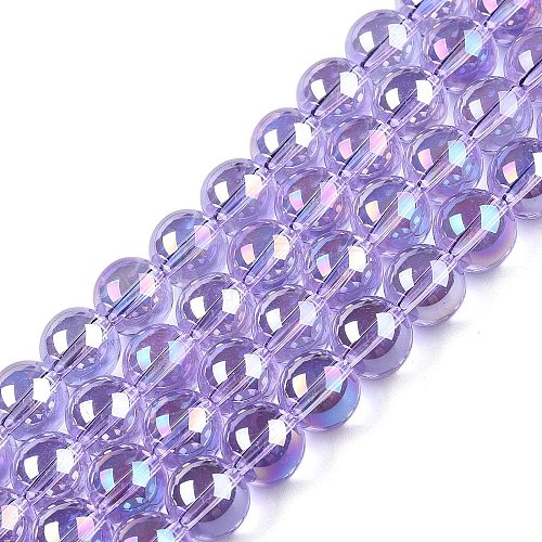 Electroplate Transparent Glass Beads Strands GLAA-T032-T10mm-AB01-1