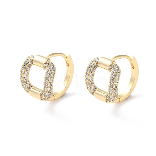 Brass Micro Pave Cubic Zirconia Hoop Earrings EJEW-P259-20G-1