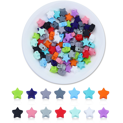 84Pcs 14 Colors Silicone Beads SIL-CA0001-26-1