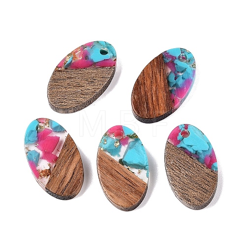 Transparent Resin and Walnut Wood Pendants RESI-T057-03K-1