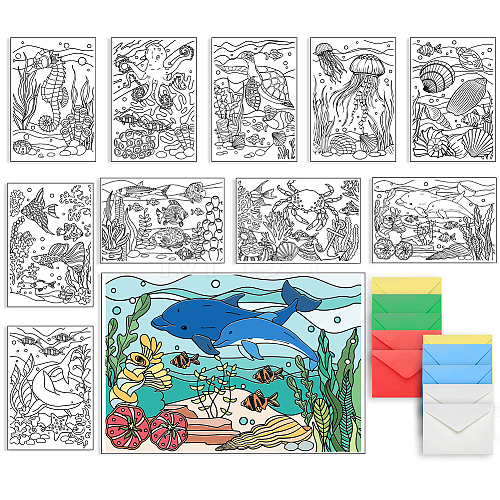 AHADERMAKER 1 Set Coloring Paper Greeting Cards Sets AJEW-GA0007-06-1