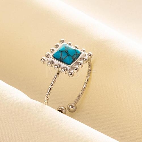 Square Synthetic Turquoise Finger Rings EW3188-2-1