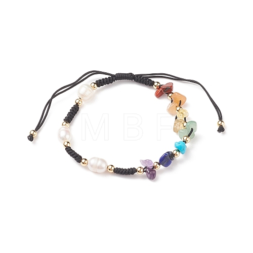 Natural & Synthetic Mixed Stone Chips Braided Bead Bracelets BJEW-JB08719-04-1