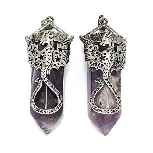 Natural Amethyst Faceted Pointed Bullet Big Pendants G-Q165-02AS-01-1