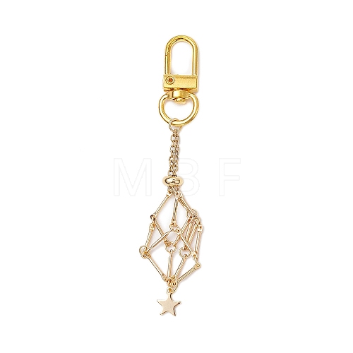 Star 304 Stainless Steel Macrame Chain Pouch Empty Stone Holder Pendant Decoration HJEW-JM02078-1