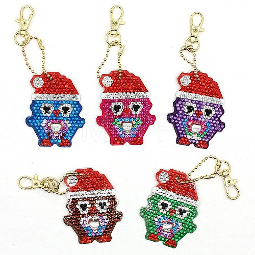 Christmas DIY Diamond Painting Keychain Kits DIAM-PW0010-68-12-1