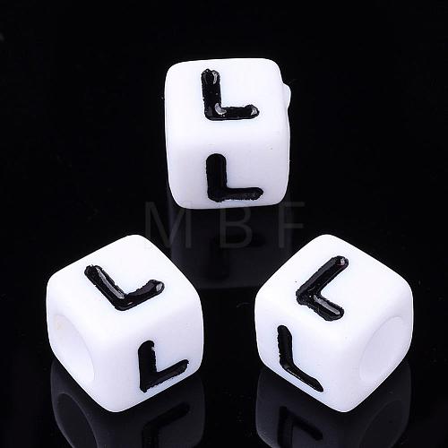 Acrylic Horizontal Hole Letter Beads PL37C9129-L-1