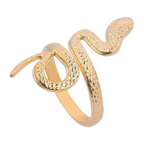 Snake Stainless Steel Open Cuff Ring for Women FM9814-2-1