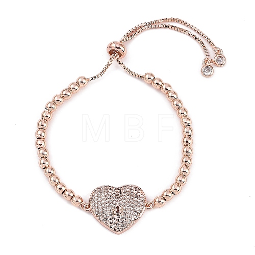 Rack Plating Brass Micro Pave Cubic Zirconia Silder Bracelets BJEW-P341-03RG-1