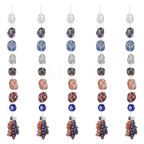7 Chakra Nuggets Natural Gemstone Pocket Pendant Decorations HJEW-JM01049-02-1