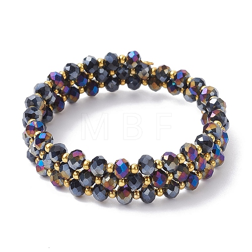 Glass Rondelle Beaded Wrap Style Bracelet BJEW-JB09965-02-1