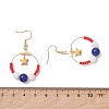 Independence Day 3 Pairs 3 Styles Natural Mashan Jade & Natural Carnelian & Natural White Jade & Natural Yellow Jade & Natural Malaysia Jade & Glass Seed Beaded & Brass Dangle Earrings EJEW-MZ00720-5