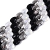 Electroplate Imitation Jade & Opaque & Transparent Glass Beads Strands EGLA-Q135-6x8MM-01H-1