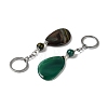 Iron with Alloy Natural Agate Pendant Keychain G-Q169-04P-2