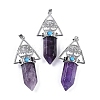 Natural Amethyst Faceted Pointed Bullet Big Pendants G-H076-02P-05-1