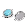 Synthetic Turquoise Oval Connector Charms KK-U043-50P-03-2