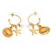 Summer Shell Starfish Stainless Steel Stud Earrings ME5016-4-2