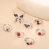 8Pcs Alloy Rhinestone Cuff Rings PW-WG5A2E6-01-4