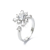 Flower Rotatable Open Cuff Rings for Women RJEW-G333-01A-4