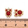 304 Stainless Steel Pave Natural Red Jasper and Ruby Rhinestone Owl Charms STAS-T064-66G-3