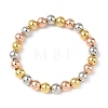 Brass Round Beaded Stretch Bracelets for Men Women BJEW-B148-05E-M-4