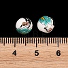 Floral Printed Porcelain Beads PORC-Q199-8mm-17-3