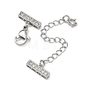 Brass Micro Pave Clear Cubic Zirconia Curb Chain Extender KK-G556-08P-01-2