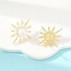 Brass Micro Pave Clear Cubic Zirconia Stud Earrings EJEW-F405-03G-4
