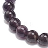 Natural Amethyst Round Beaded Stretch Bracelet with Bullet Charms BJEW-JB09018-04-5