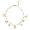Summer Beach Theme Brass Paperclip chain Necklaces for Women NJEW-WH20004-11G-6