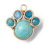 4Pcs 4 Styles Copper Wire Wrapped Natural & Synthetic Mixed Gemstone Faceted Beaded Pendants PALLOY-TA00168-01-2