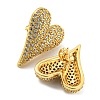 Heart Shape Brass Micro Pave Clear Cubic Zirconia Stud Earrings X-EJEW-Q785-13G-2