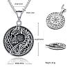 Vintage 304 Stainless Steel Viking Flat Round with Embossed Dragon Pendant Necklaces for Men WG12A6F-01-4