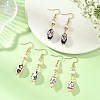 Printed Handmade Porcelain & Natural Freshwater Pearl Dangle Earrings EJEW-JE07374-1