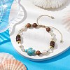 Adjustable Dyed Synthetic Turquoise & Coconut & Wood & Pearl Braided Bead Bracelets BJEW-JB10723-02-2