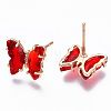 Cubic Zirconia Butterfly Stud Earrings with Glass KK-S365-003B-2