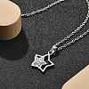 304 Stainless Steel Crystal Rhinestone Double Star Pendant Cable Chain Necklaces NJEW-Z056-02B-P-1