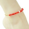 Natural Dyed Freshwater Shell Nuggets Beaded 304 Stainless Steel Cable Chain Anklets for Women AJEW-AN00827-01-2