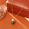 Natural Green Onyx Agate(Dyed & Heated) Gourd Shaped Pendant Brass Satellite Chain Necklaces with Clear Cubic Zirconia for Women WGAC9F4-04-1