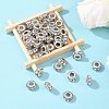 Flat Round Antique Silver Plated Alloy Rhinestone European Beads ALRI-Q228-10H-5