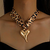 Cloth Leopard Print Scarf Necklaces with Alloy Pendant FS-WG91A7A-03-2